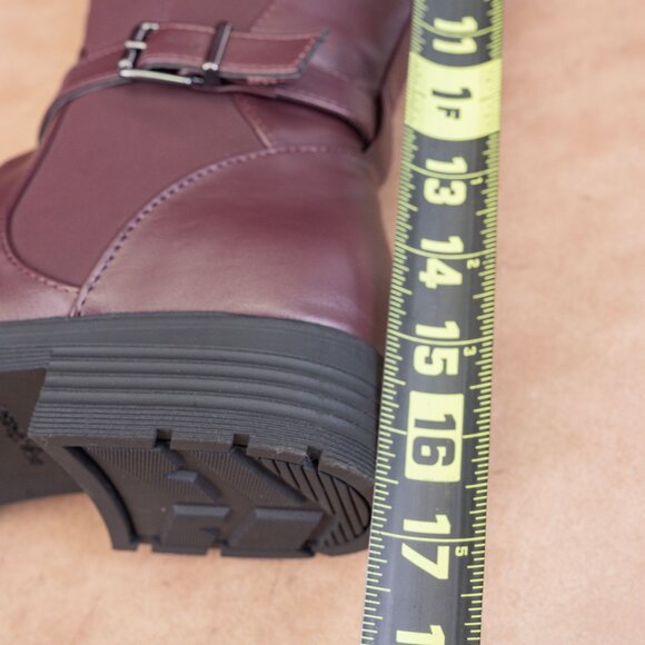 Easy Street Women Erica Burgundy Wide Calf Faux Leather Riding Knee Boots sz 10 - Picture 9 of 10